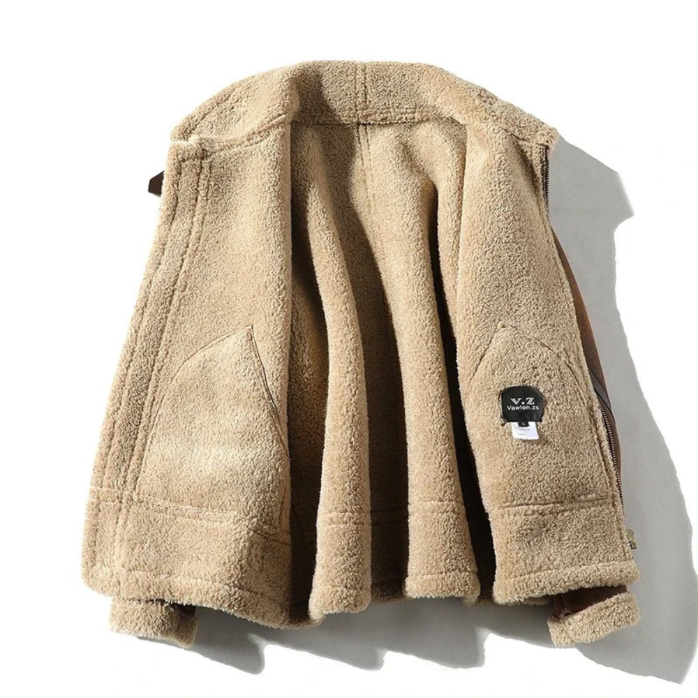 Jameson Veste Aviateur en Cuir avec Fourrure