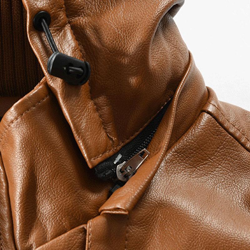 Paul - Veste en Cuir avec Capuche