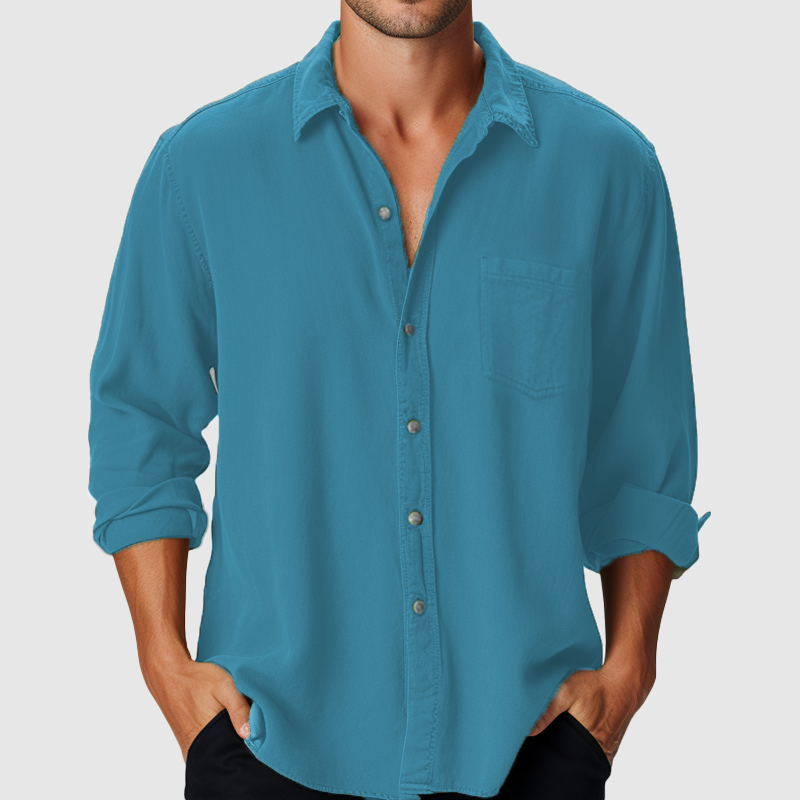 Chemise en Coton à Manches Longues pour Hommes