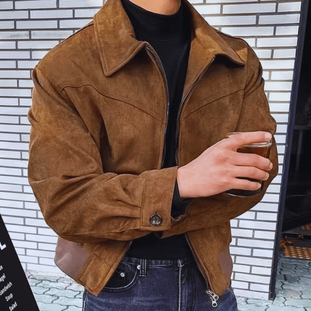 Veste en Suède Homme Décontractée avec Poches