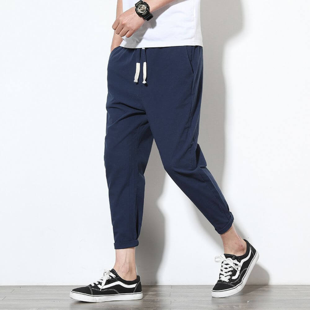 Pantalon Léger en Coton Gris Foncé