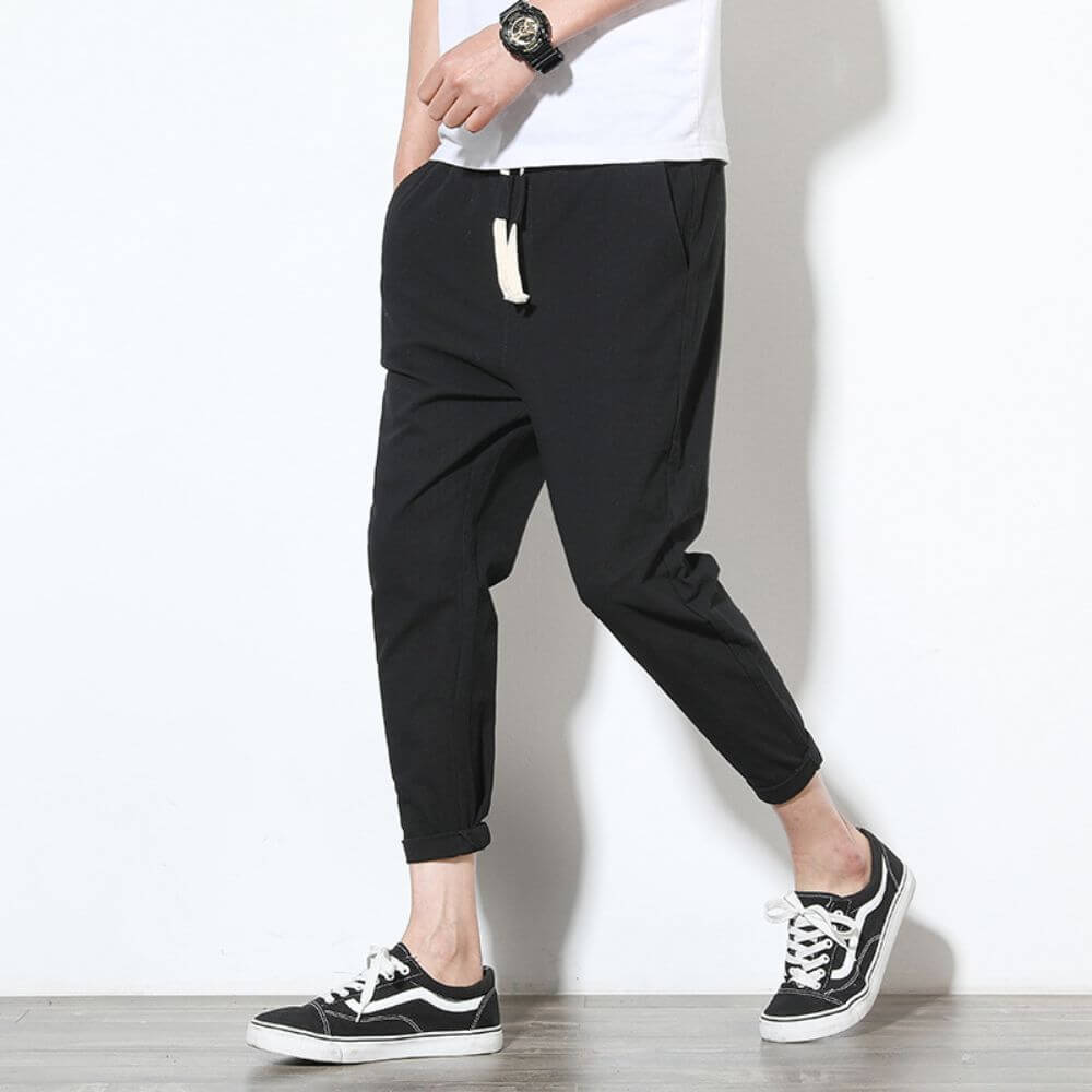 Pantalon Léger en Coton Gris Foncé