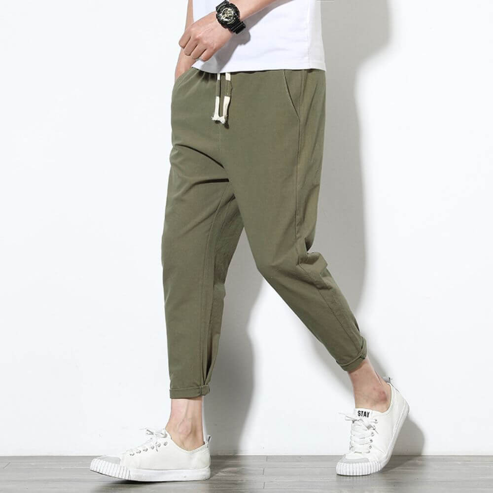 Pantalon Léger en Coton Gris Foncé
