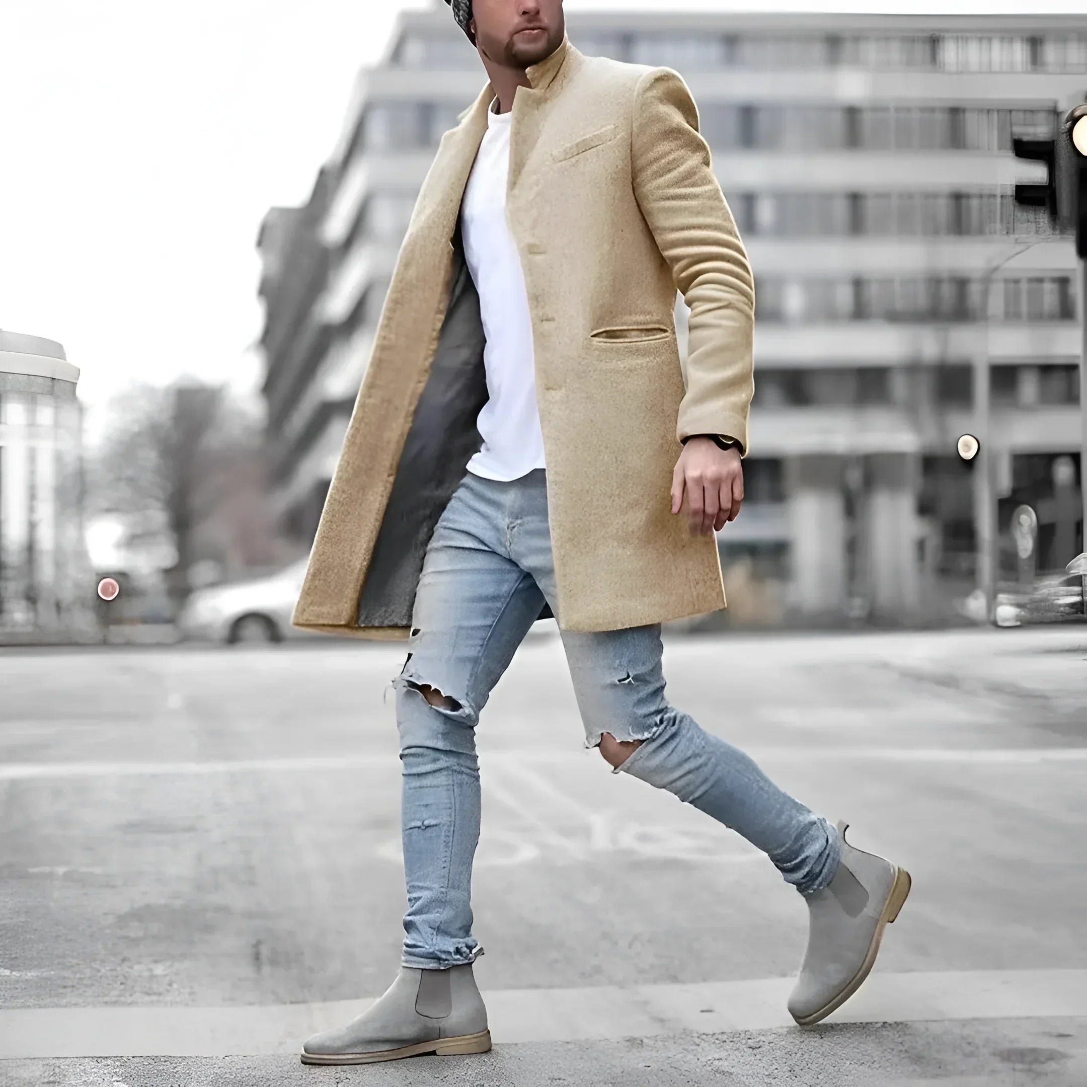 Manteau long élégant en laine