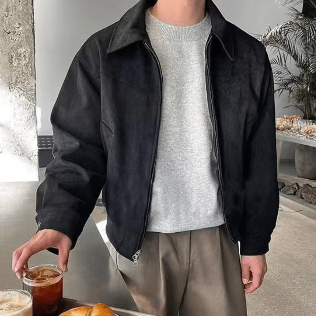 Veste en Suède Homme Décontractée avec Poches