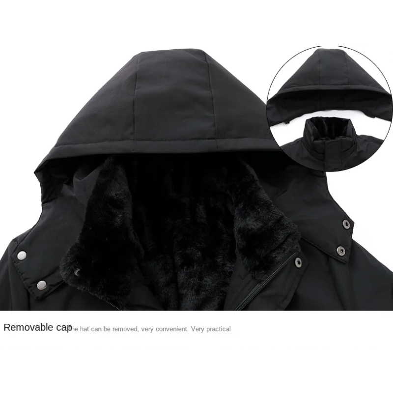 Parka d'Hiver pour Hommes avec Capuche Amovible et Fermetures Éclair
