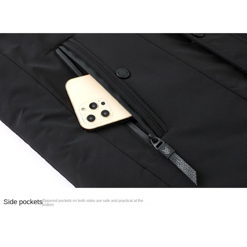 Parka d'Hiver pour Hommes avec Capuche Amovible et Fermetures Éclair