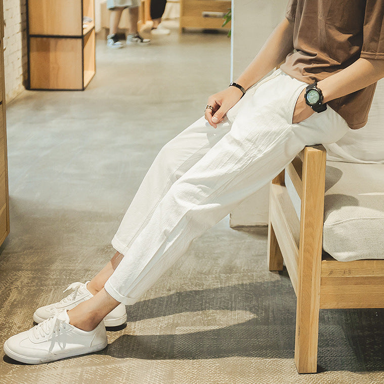 Pantalon Léger en Coton Gris Foncé