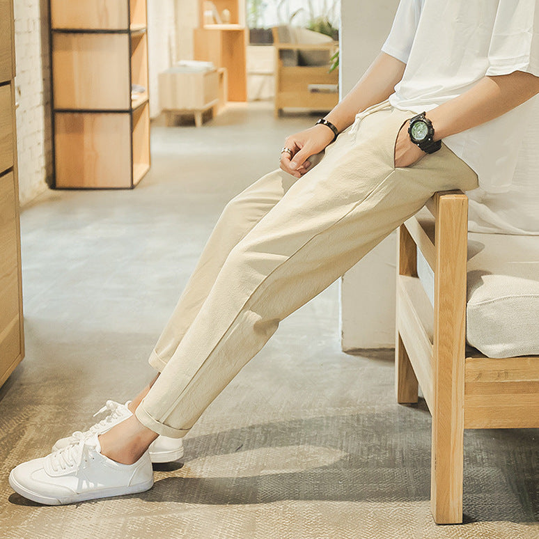 Pantalon Léger en Coton Gris Foncé