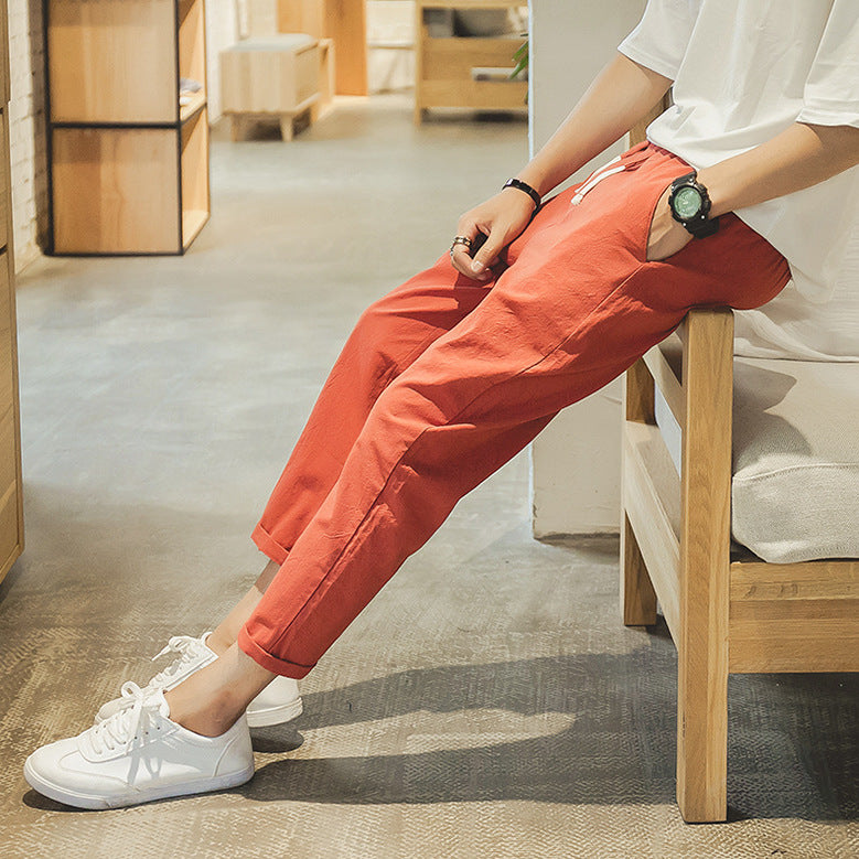 Pantalon Léger en Coton Gris Foncé