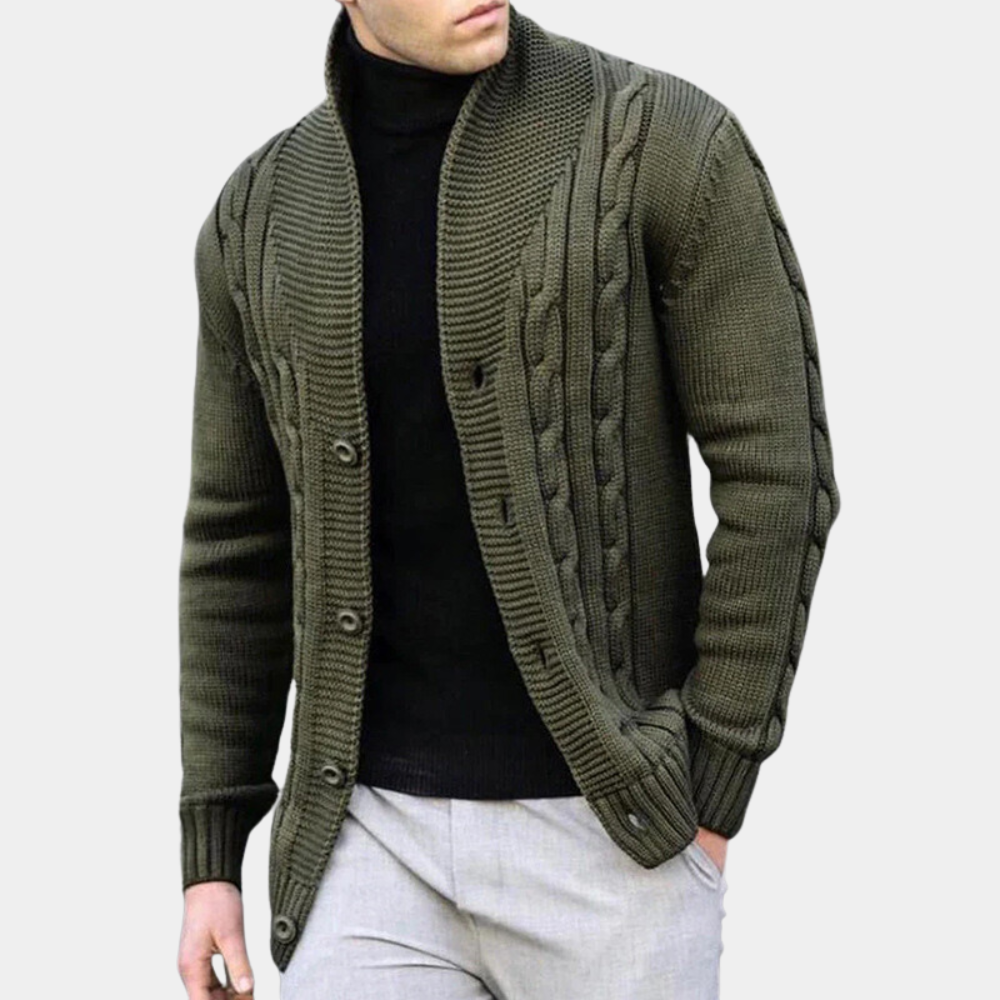 Simon | Cardigan homme en maille côtelée élégante