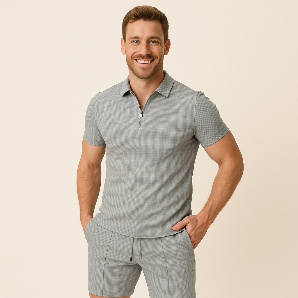 Polo Homme Été Zip Col V