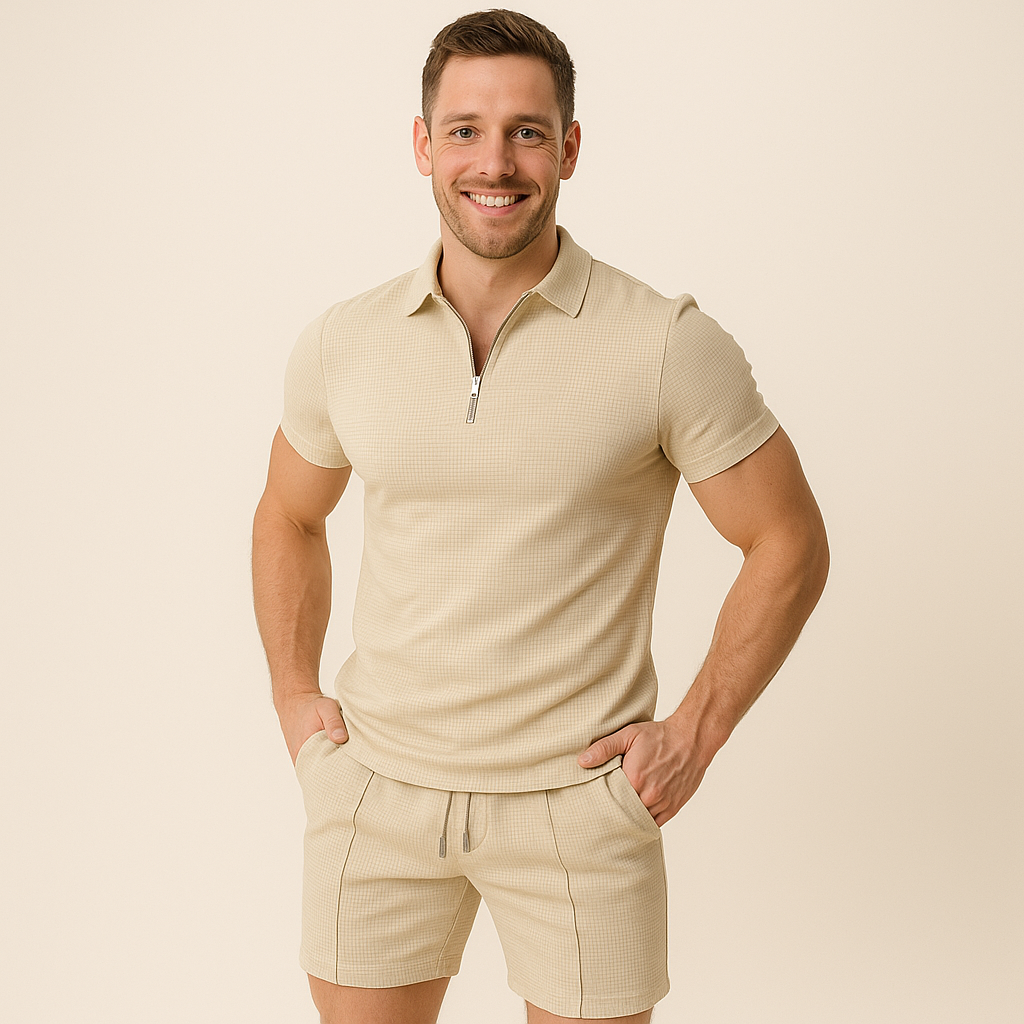 Polo Homme Été Zip Col V