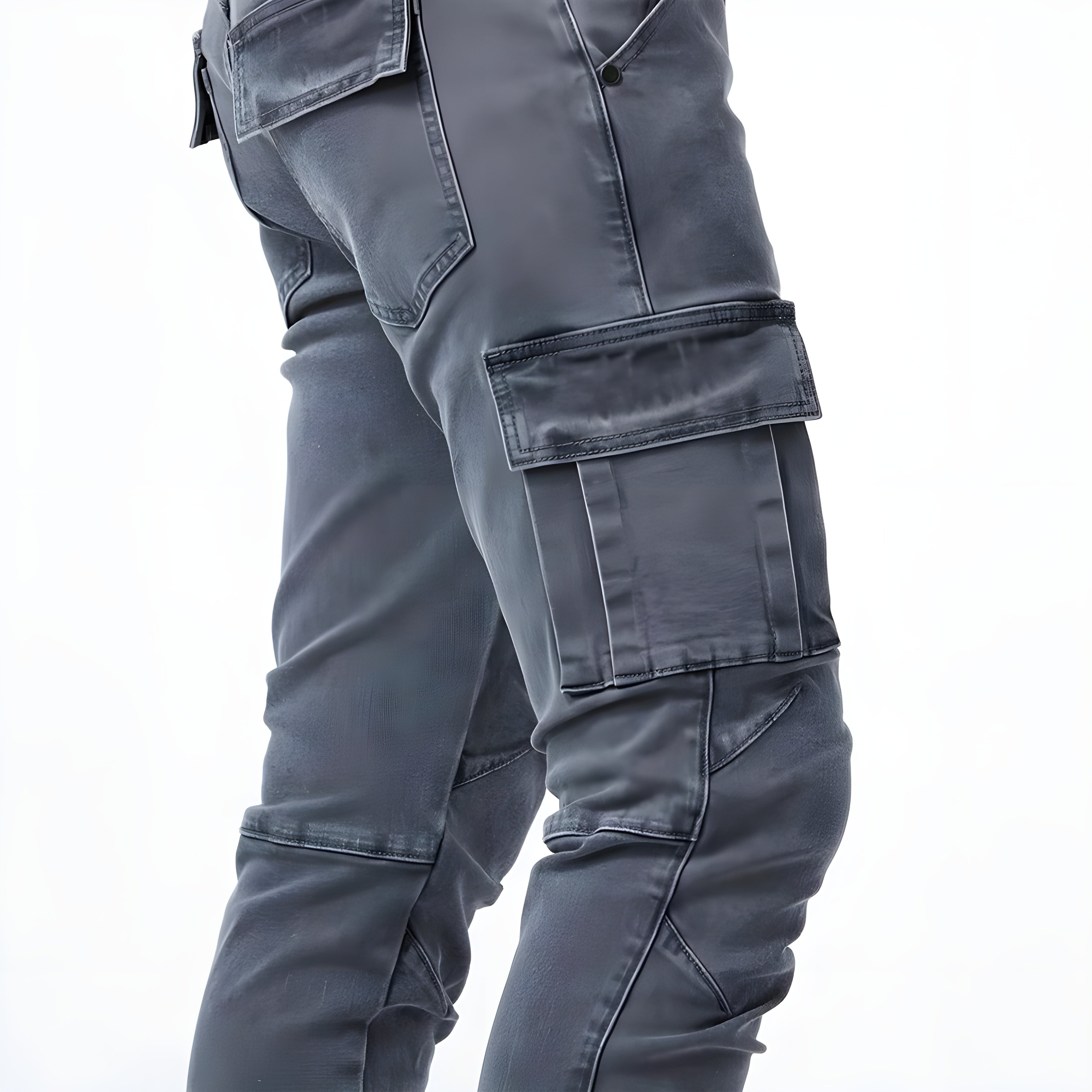 Pantalon cargo en denim extensible