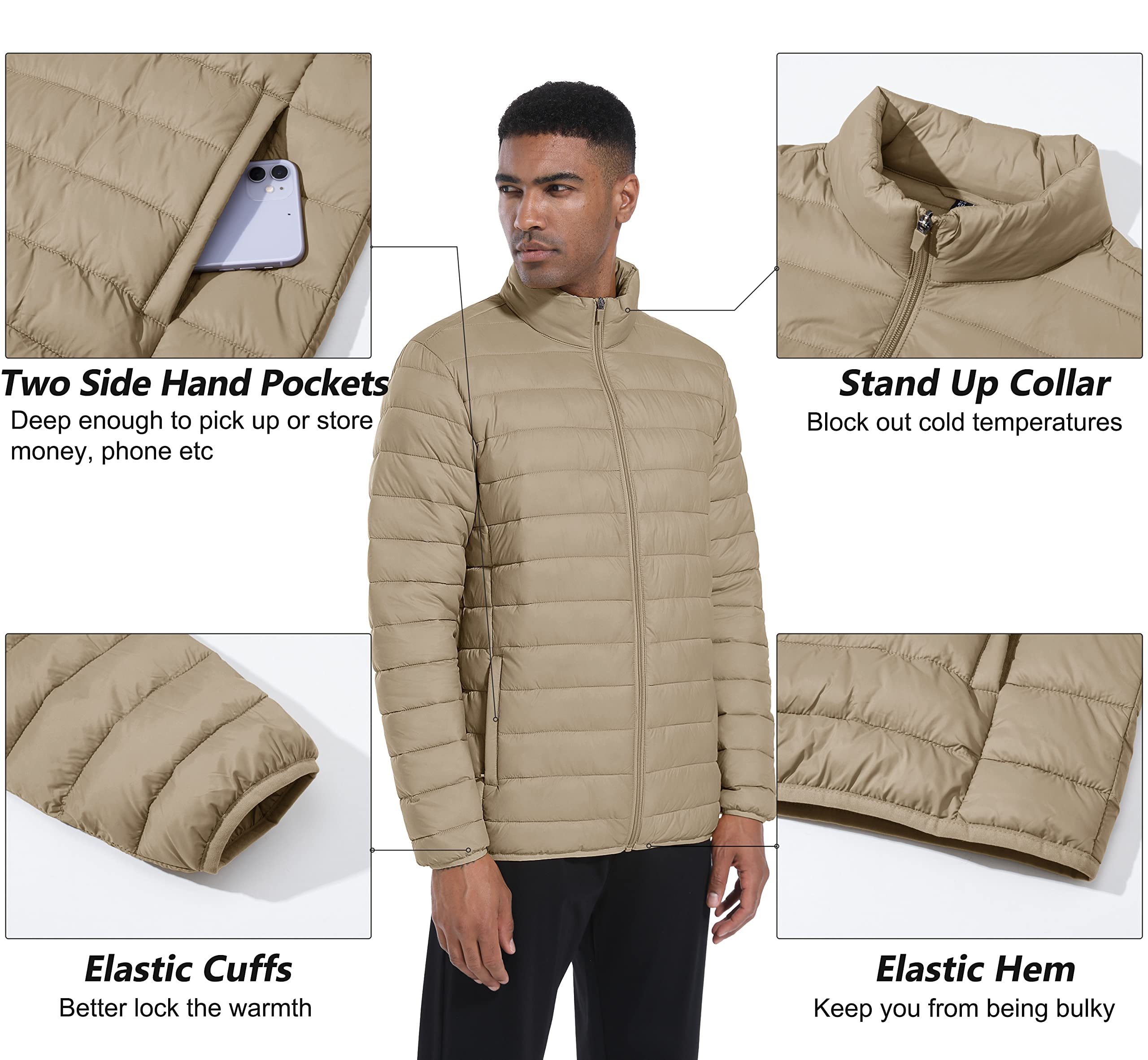 Veste Légère pour Homme, Déperlant, Idéale pour l'Hiver.