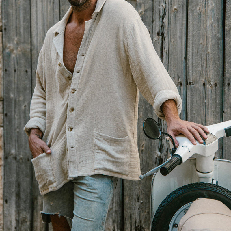 Chemise Décontractée en Coton et Lin