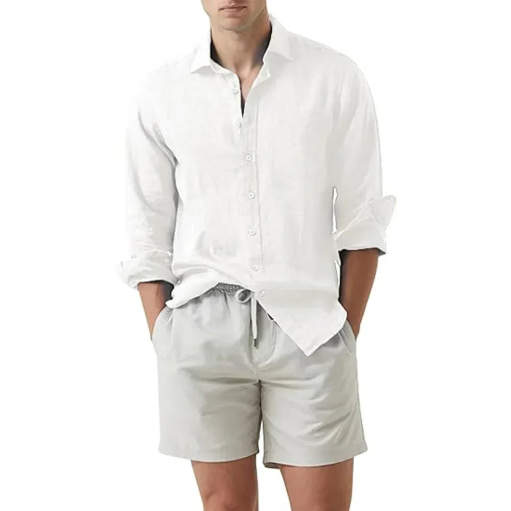 Chemise d'été pour homme en lin et coton