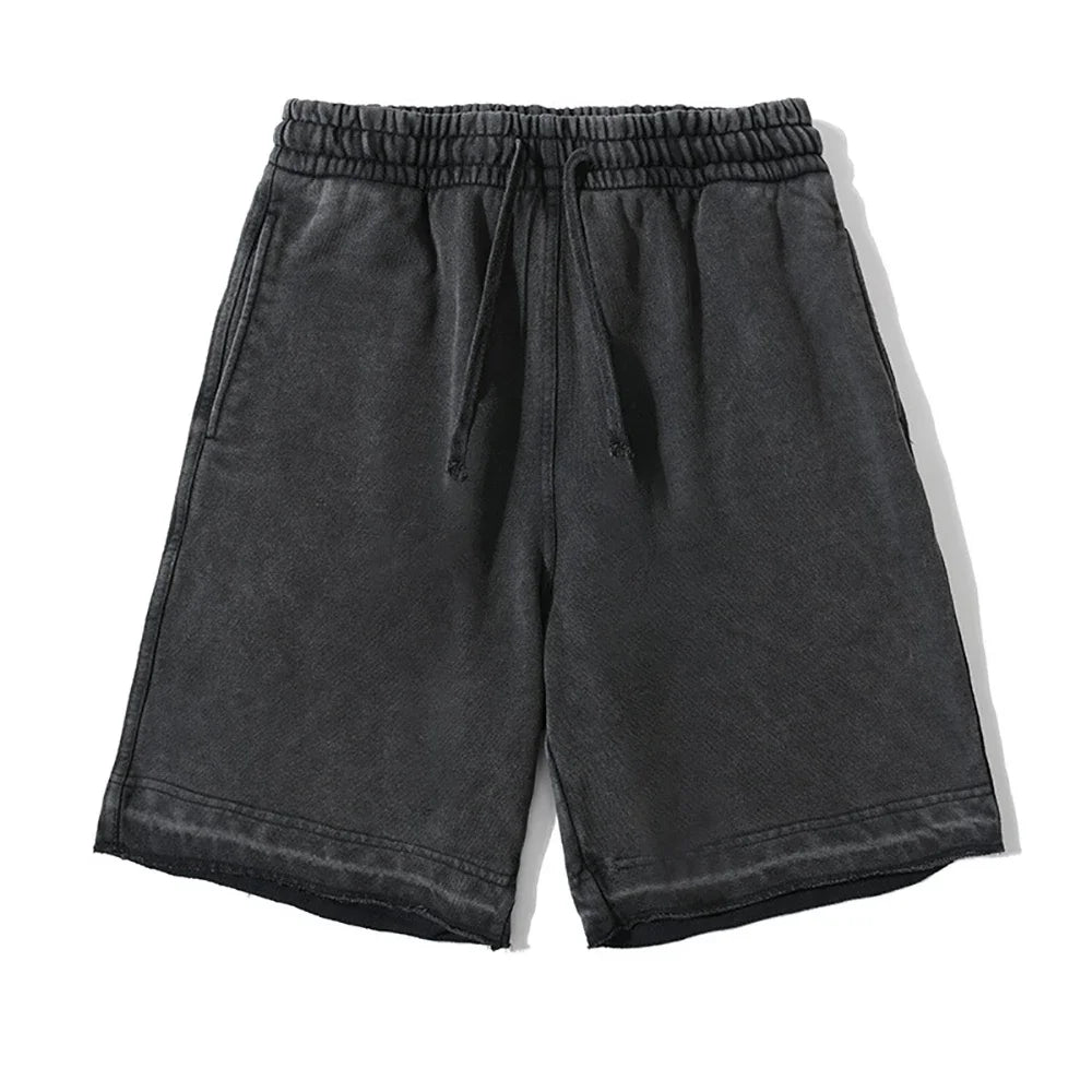 Shorts en coton avec lavage vintage pour hommes