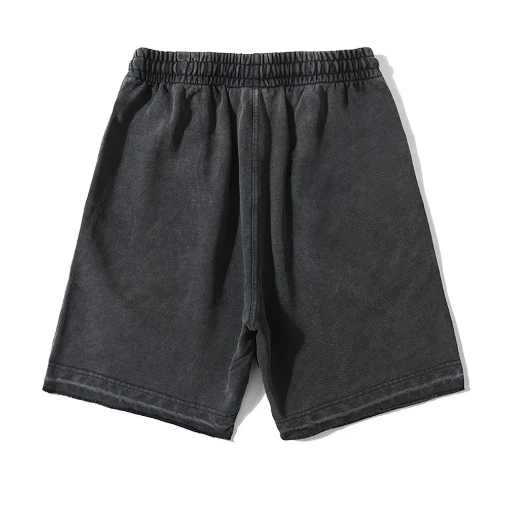 Shorts en coton avec lavage vintage pour hommes