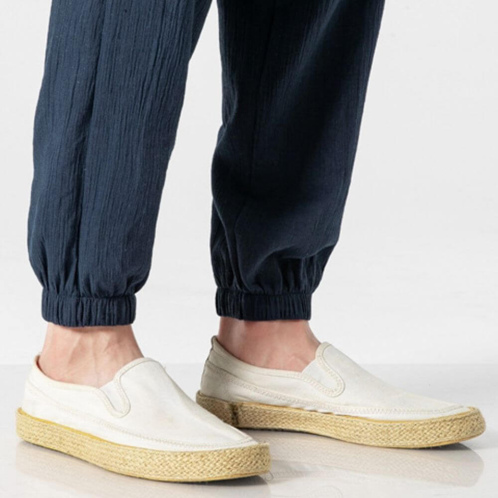 Pantalon Beige Confortable en Coton et Lin