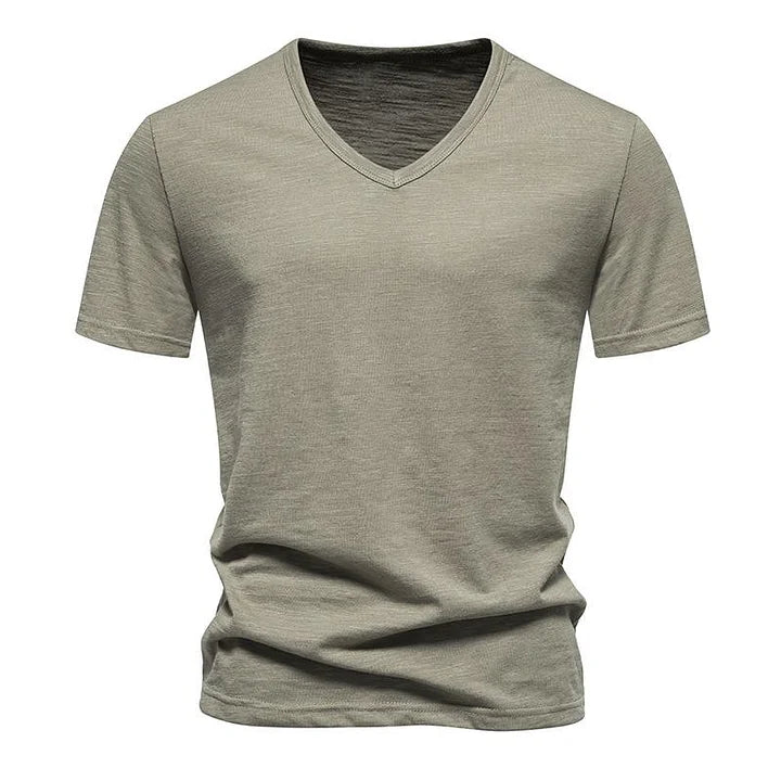 Étienne – T-shirt Décontracté en Bambou à Col V pour Homme