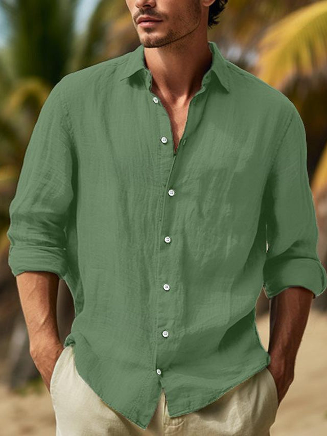 Chemise Élégante en Lin à Manches Longues