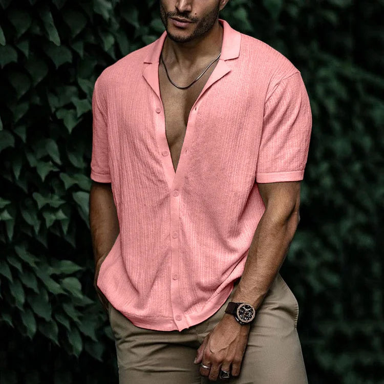 Chemise d'Été en Lin pour Homme avec Boutons