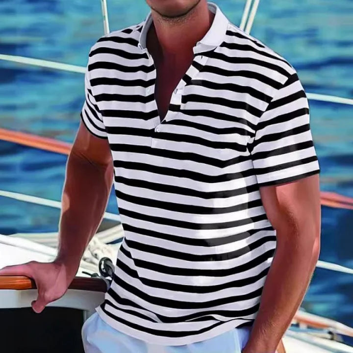 François – Polo à Rayures Rétro pour Homme