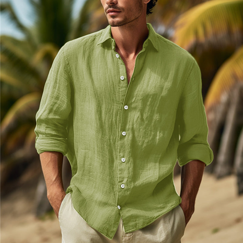 Chemise Élégante en Lin à Manches Longues