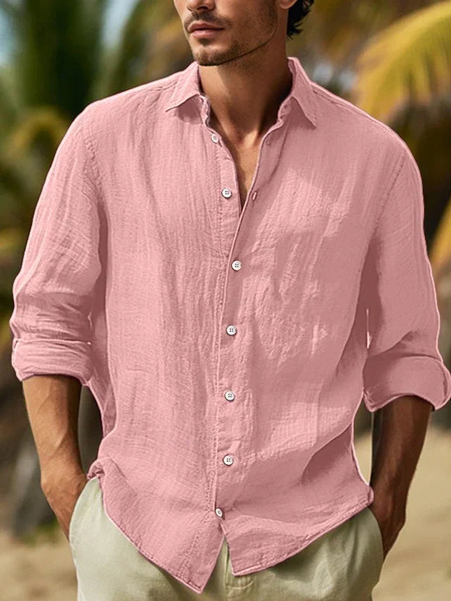 Chemise Élégante en Lin à Manches Longues