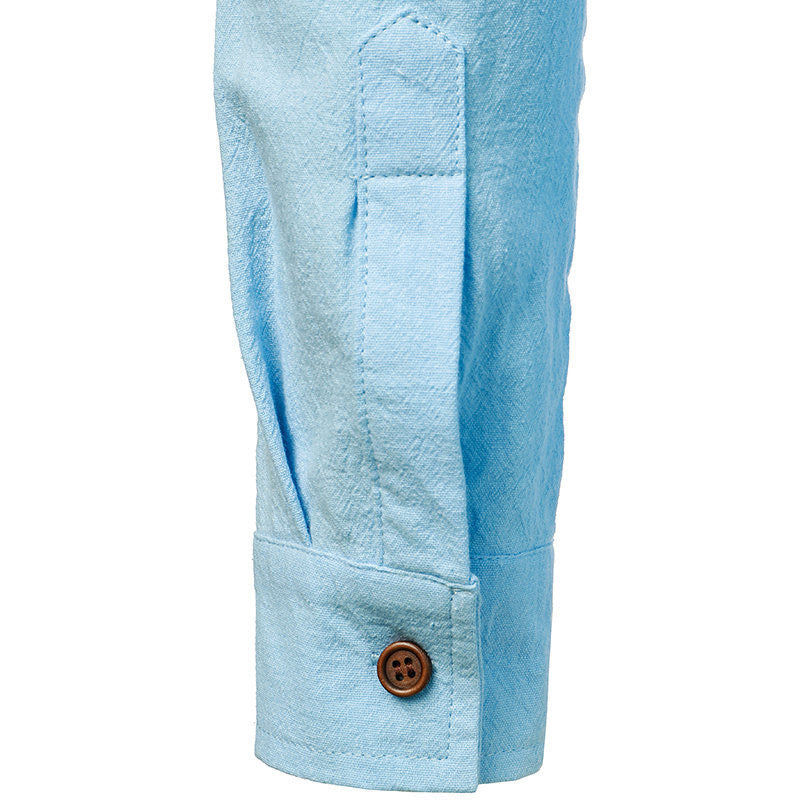 Chemise en Lin Vintage à Manches Longues pour Hommes