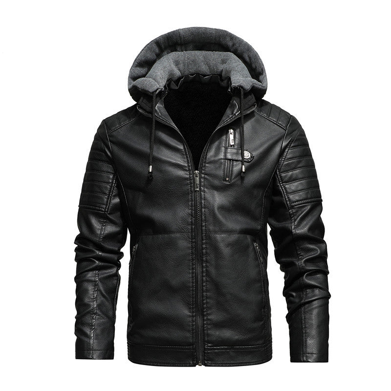 Oliver | Veste en cuir à capuche pour homme