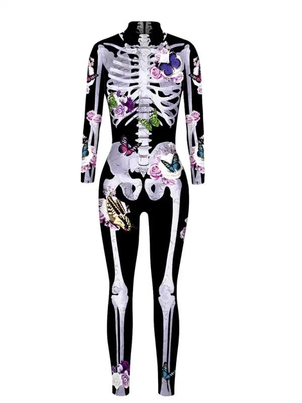 Costume d'Halloween imprimé squelette papillon