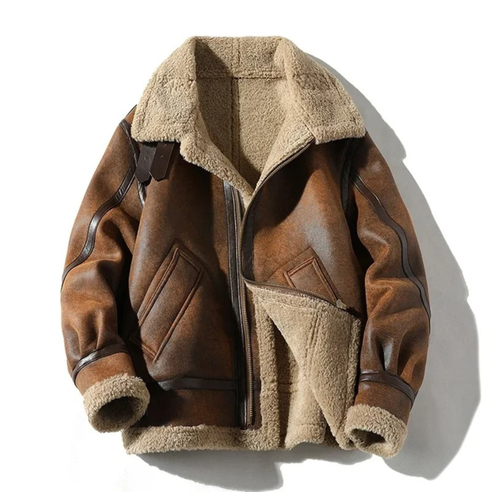 Jameson Veste Aviateur en Cuir avec Fourrure