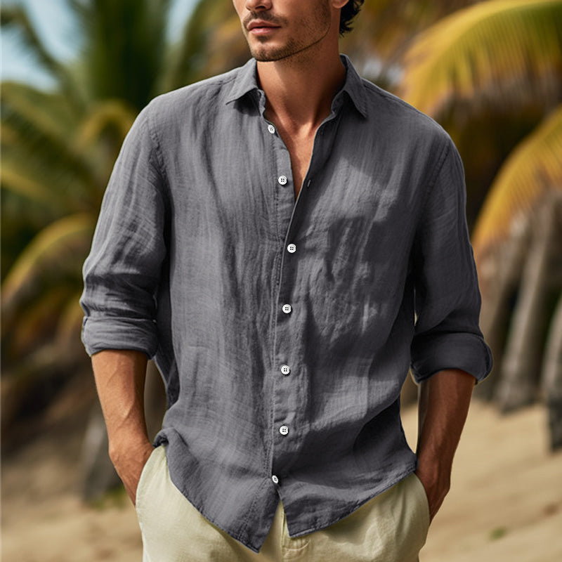 Chemise Élégante en Lin à Manches Longues